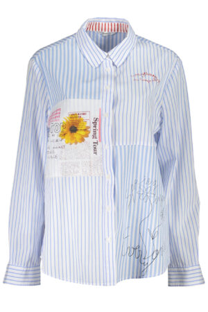 CAMISA DE MANGA LARGA DESIGUAL MUJER AZUL