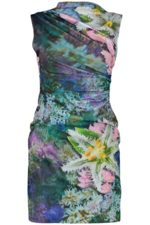VESTIDO CORTO DESIGUAL PARA MUJER EN COLOR VERDE